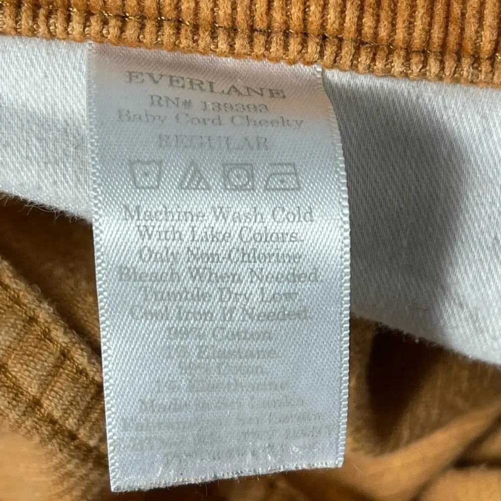 Everlane Baby Cord Cheeky Pants Straight Leg Golden Brown Size 25